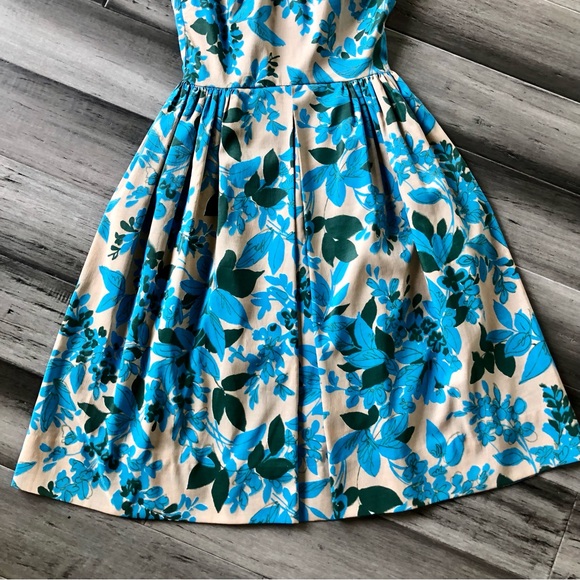 Vintage 1950's-60's Stacey Ames Pleated Neck Sleeveless Floral Sun Dress - Picture 4 of 16